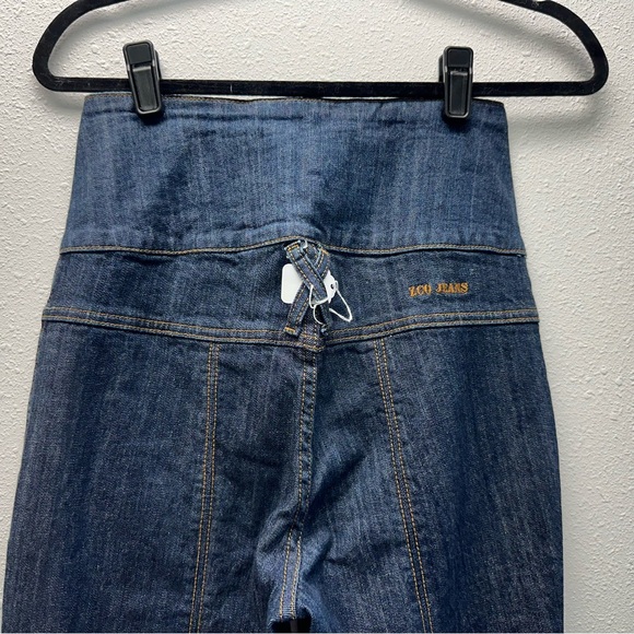 ZCO Dark Blue High Waisted Flare Jeans with Gold Buttons - Picture 8 of 13